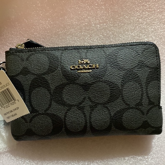 NWT 🔥 Double Corner Zip Wristlet In Signature Canvas NWT - Picture 2 of 16